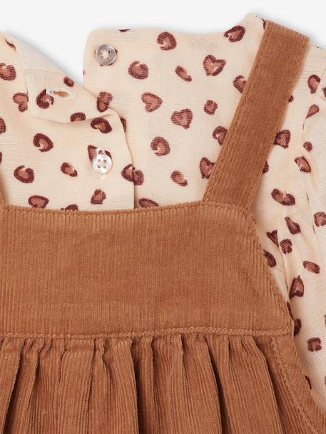 Blouse & Corduroy Dungarees Combo for Baby Girls Dark Blue+hazel 