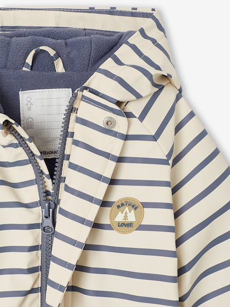 Water-Repellent Pramsuit with Hood, Lined in Polar Fleece, for Babies night blue+sage green+sandy beige 