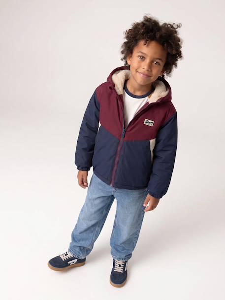 Hooded jacket for boys bordeaux red 