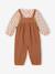 Blouse & Corduroy Dungarees Combo for Baby Girls Dark Blue+hazel 