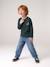 Long-sleeved T-shirt for boys fir green+ocean blue+ochre 