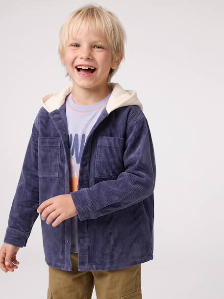 Hooded shirt for boys deep blue 