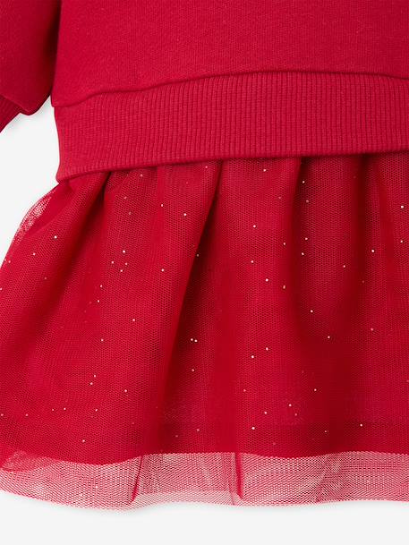 Two-fabric dress for baby girls red 