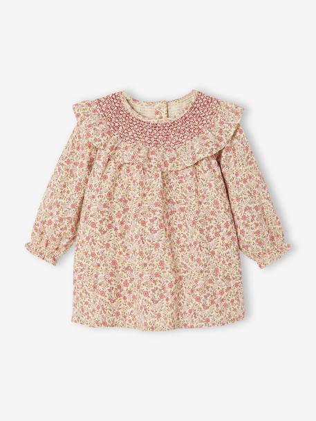 Long-sleeved dress for baby girls ecru 