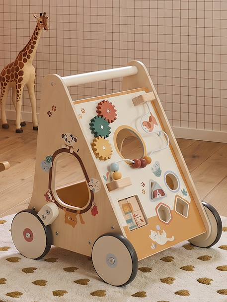 Wooden Walker with Brakes - Wood FSC® Certified caramel+rose+WHITE MEDIUM SOLID WITH DESIGN+wood 