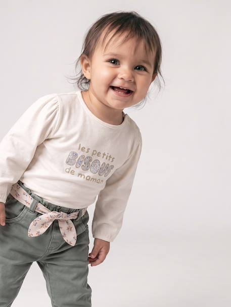 Long-sleeved T-shirt for baby girls ecru 