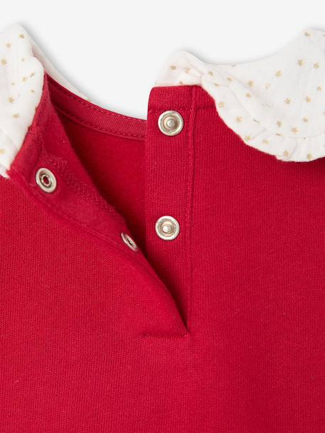 Two-fabric dress for baby girls red 