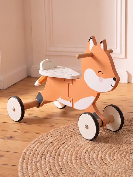 FSC 100% wooden fox ride-on toy orange 