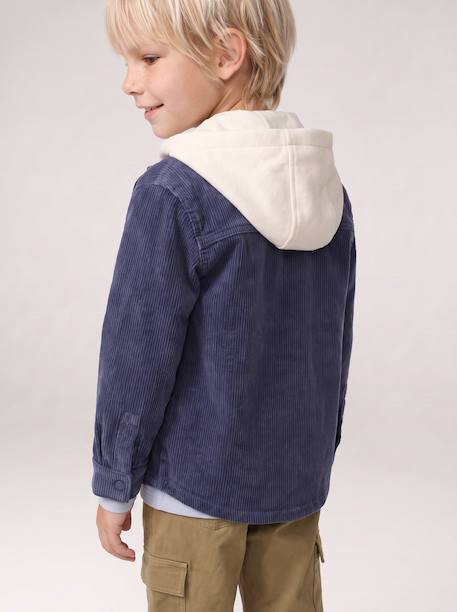 Hooded shirt for boys deep blue 