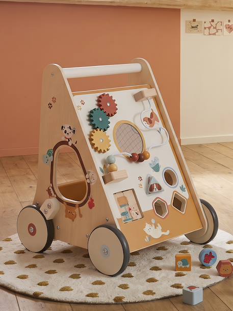 Wooden Walker with Brakes - Wood FSC® Certified caramel+rose+WHITE MEDIUM SOLID WITH DESIGN+wood 