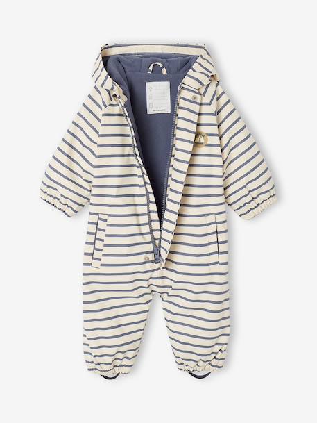 Water-Repellent Pramsuit with Hood, Lined in Polar Fleece, for Babies night blue+sage green+sandy beige 