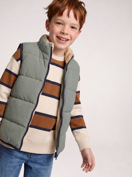 Reversible puffer gilet for boys lichen 