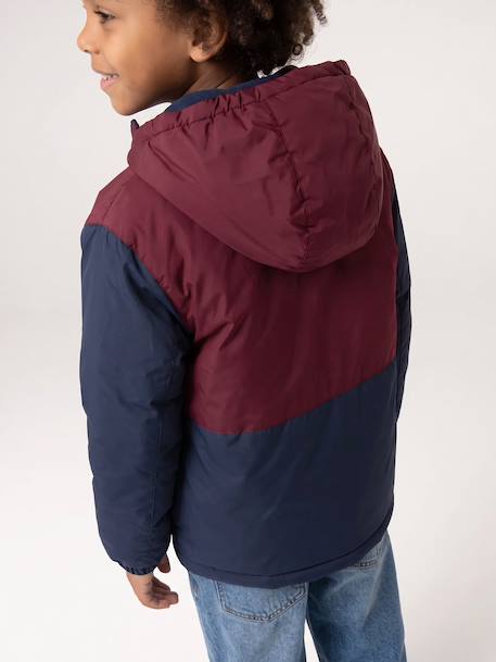 Hooded jacket for boys bordeaux red 