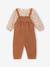 Blouse & Corduroy Dungarees Combo for Baby Girls Dark Blue+hazel 