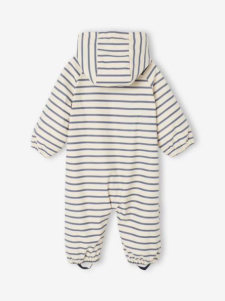 Water-Repellent Pramsuit with Hood, Lined in Polar Fleece, for Babies night blue+sage green+sandy beige 