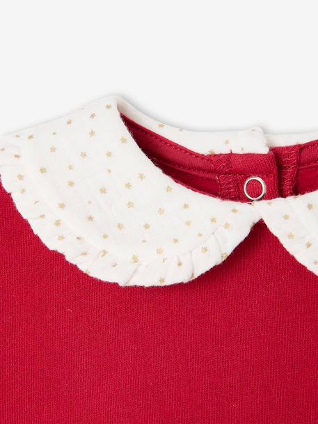 Two-fabric dress for baby girls red 
