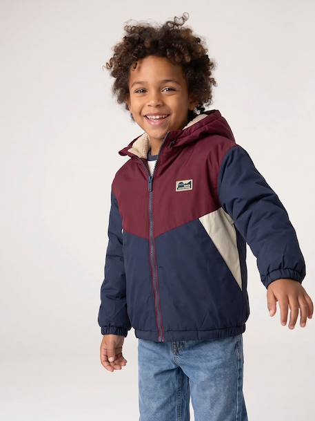 Hooded jacket for boys bordeaux red 