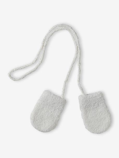 3-piece baby hat, snood and mittens set for baby boys ecru 