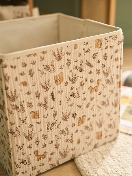 Pack of 3 cotton muslin storage baskets beige 