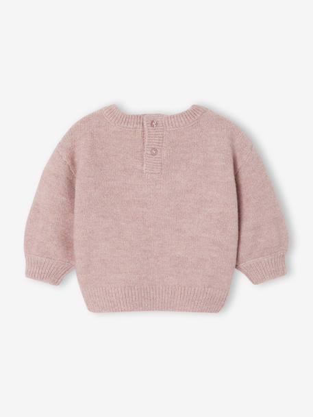 Jacquard knit jumper for baby girls marl beige+parma 