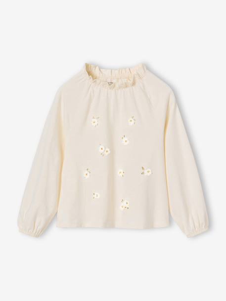 Long blouse top for girls ecru 