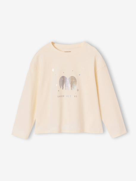 Long-sleeved T-shirt for girls ecru 