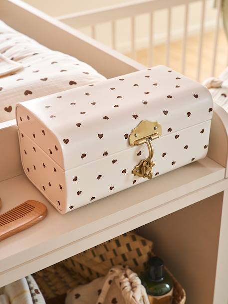 Metal trunk jewellery box vanilla 