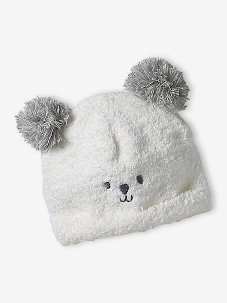 3-piece baby hat, snood and mittens set for baby boys ecru 