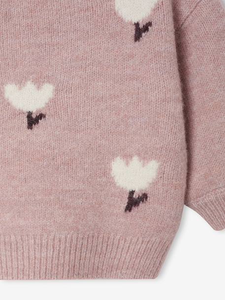 Jacquard knit jumper for baby girls marl beige+parma 