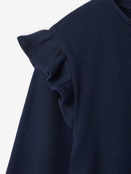 Dual Fabric Christmas Special Dress with Tulle Skirt for Girls ecru+navy blue 