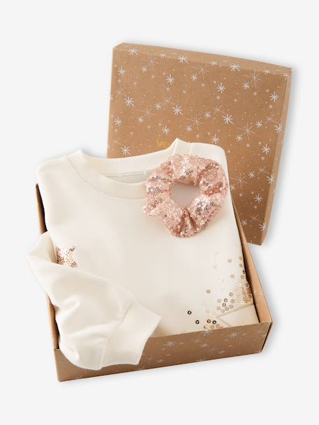 Christmas sweatshirt gift set for girls ecru 