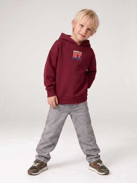 Hooded sweatshirt for boys marl red+navy blue 