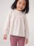 Girl's blouse with smocked sleeves ivory+sage green+vanilla 