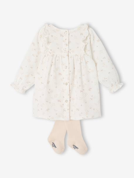 Dress and tights set for baby girls ecru 
