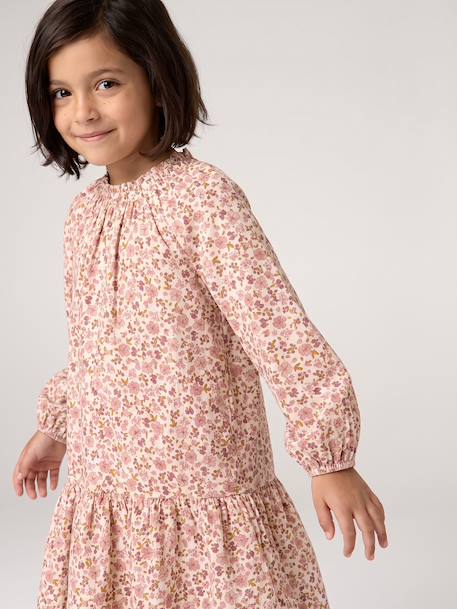 Short dress for girls ecru+khaki 