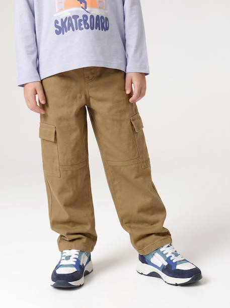Cargo trousers for boys denim blue+olive 