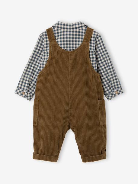Dungaree set with shirt for baby boys olive 