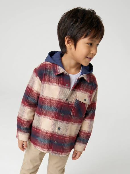 Hooded shirt for boys bordeaux red 
