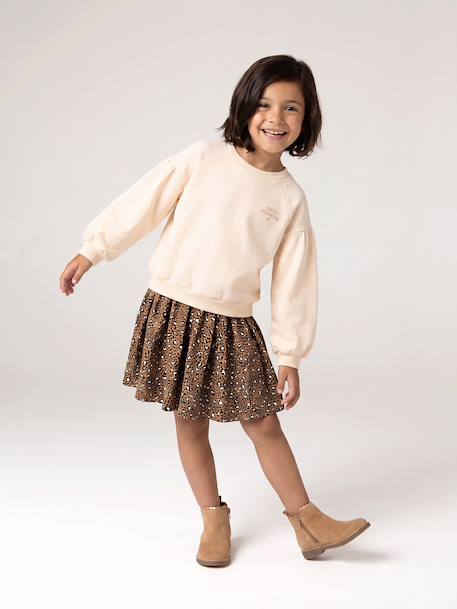 Dual Fabric Dress for Girls anthracite+ecru+mauve+sage green 