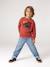 Crewneck sweatshirt for boys navy blue+tomato red 