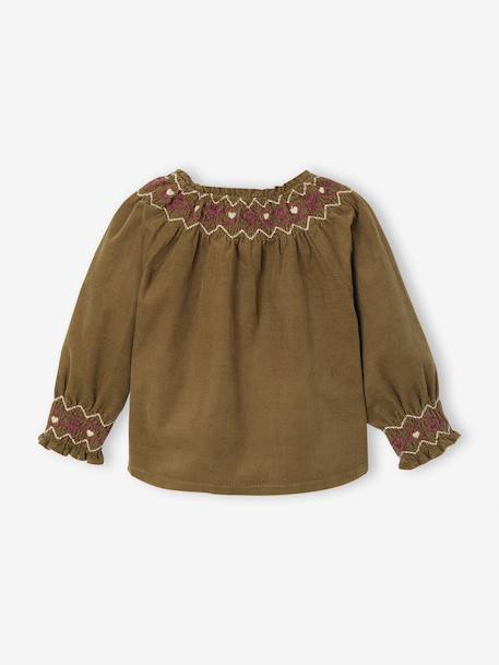 Corduroy blouse for baby girls olive 