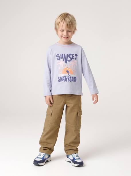 Cargo trousers for boys denim blue+olive 