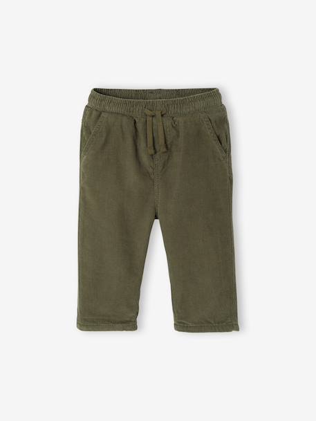Corduroy trousers for baby boys khaki+navy blue 