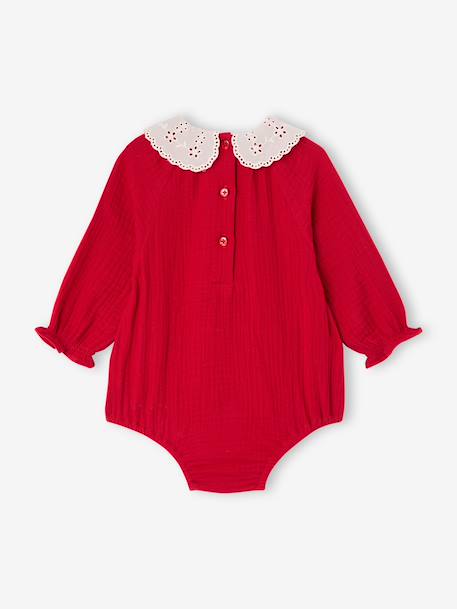 Jumpsuit and tights set for baby girls red 
