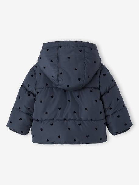 Hooded puffer jacket for baby girls night blue 