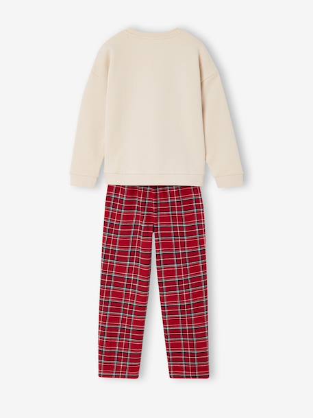 Pyjamas in sweatshirt fabric and flannel for girls red 