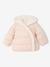 Hooded puffer jacket for baby girls crystal blue+rosy 
