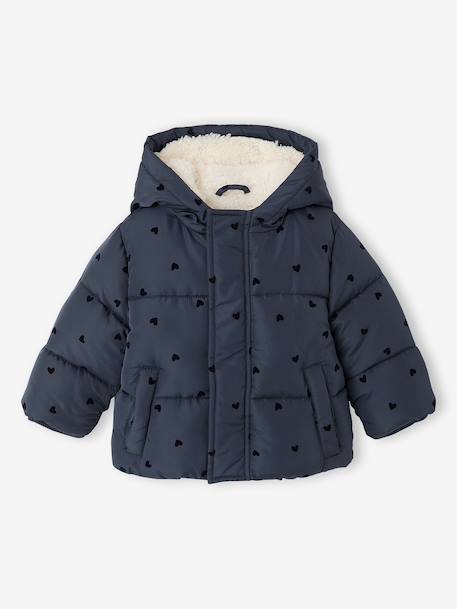 Hooded puffer jacket for baby girls night blue 