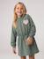 Short hooded dress for girls green+marl grey+navy blue 