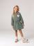 Short hooded dress for girls green+marl grey+navy blue 